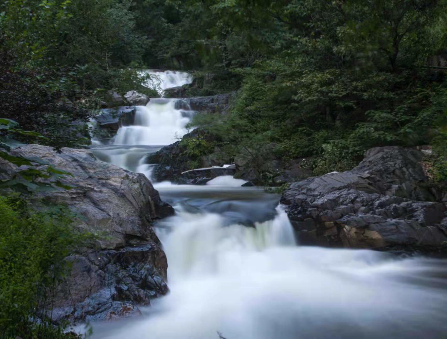 Waterfalls on Mount Tai gush after heavy rain