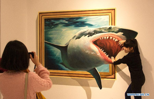 3D paintings exhibited in Tianjin