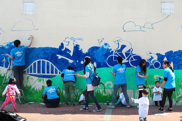 Tianjin Eco City holds environmental protection wall painting