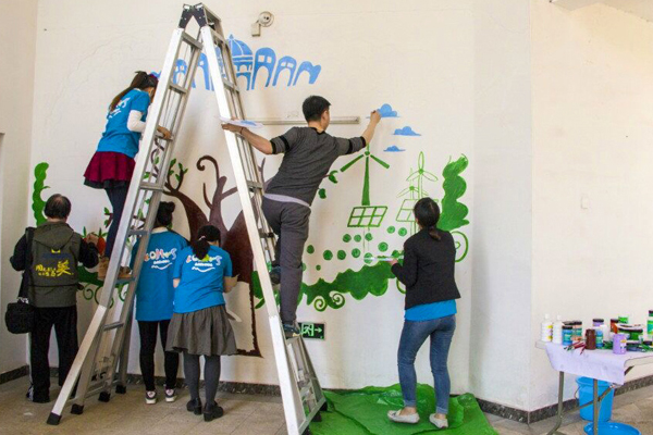 Tianjin Eco City holds environmental protection wall painting