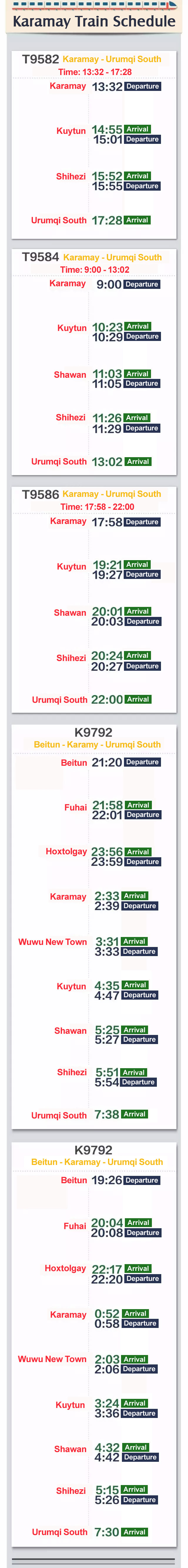 Karamay train schedule