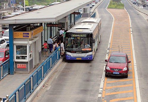 Cars slow express bus to a crawl