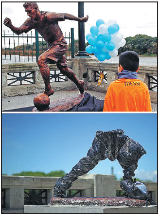 Vandals chop up statue of Messi