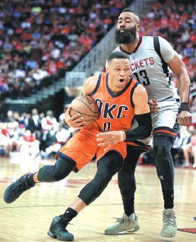 Harden's relentless Rockets muffle Thunder