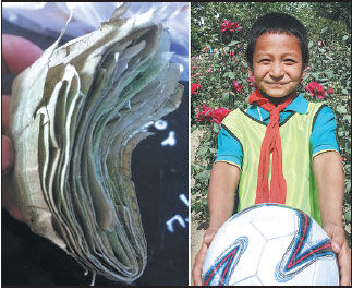 Boy gets soccer ball - and then some