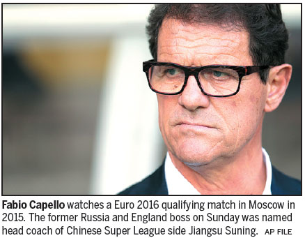 Jiangsu calls on Capello's quality