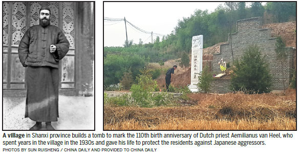 Tombstone marks sacrifice by Dutch priest in Chinese village