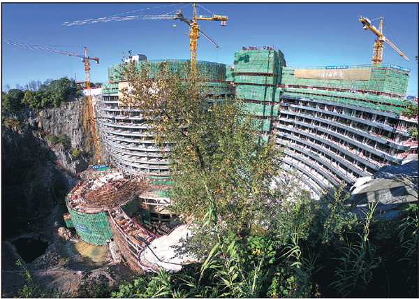 Unique quarry hotel starts to take shape in Shanghai