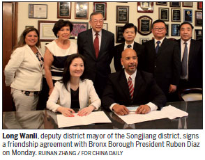 Songjiang making 'friends' in the Bronx .