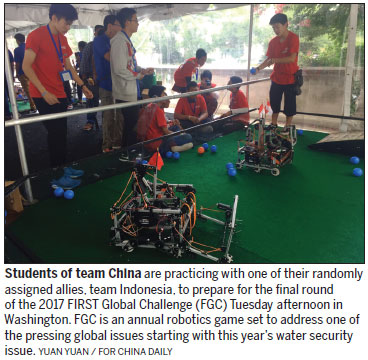 Shorted robot can't dim Team China's spirit