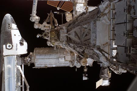 The space shuttle Atlantis is shown docked to the International Space Station in this digital still photo shot September 12, 2006. 