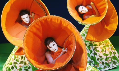 Dancers from the Aracaladanza contemporary dance company perform during a media rehearsal of 