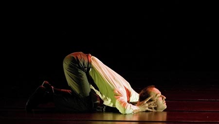 Members of theatre dance company CIE 111 of France perform during their latest show called ''Plus Ou Moins L'infini'' (More or Less, Infinity) at the Belem Cultural Centre in Lisbon December 14, 2006. The company was created by Aurelien Bory, a former student of physics and acoustics turned actor, and is directed by American musician and experimental theatre maker Phil Soltanoff. 