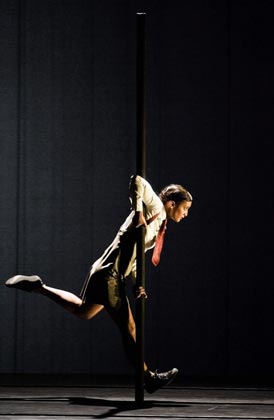 A member of theatre dance company CIE 111 of France performs during their latest show ''Plus Ou Moins L'infini'' (More or Less, Infinity) at the Belem Cultural Centre in Lisbon December 14, 2006. The company was created by Aurelien Bory, a former student of physics and acoustics turned actor, and is directed by American musician and experimental theatre maker Phil Soltanoff. 