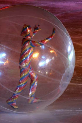 A girl performs inside a plastic ball during the opening ceremony of the 6th Asian Winter games in Changchun, in the northeastern province of Jilin January 28, 2007.