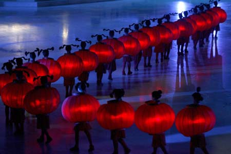 Artists perform during the opening ceremony of the 6th Asian Winter games in Changchun, in the northeastern province of Jilin January 28, 2007.