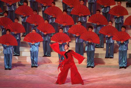 Performers dance during the opening ceremony of the Sixth Asian Winter Games in Changchun, northeastern China's Jilin Province, January 28, 2007. 