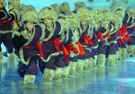 Dancers perform during the opening ceremony of the Sixth Asian Winter Games in Changchun, northeastern China's Jilin Province, January 28, 2007.