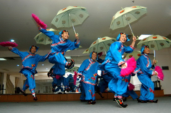 Nine aged man perform during the 