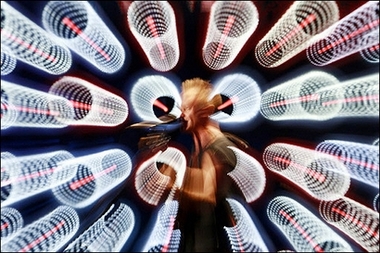 Sting on stage : Sting of the Police performs during the Live Earth concert in Giants Stadium in East Rutherford, New Jersey, in this long exposure with a zoom lens.(