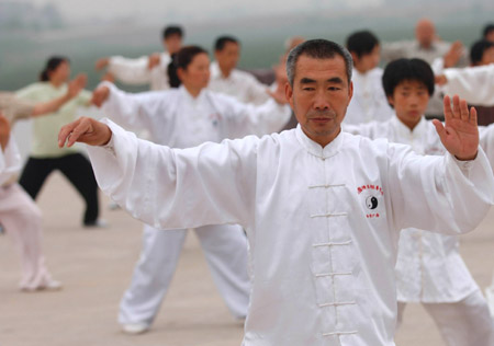 Residents practice Tai Chi in Hebei