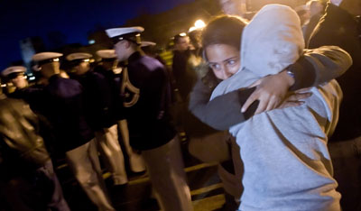 Students comfort each other after nightmare morning