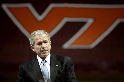 Bush, Laura attend convocation service at Va Tech