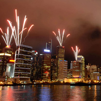 Fireworks over Victoria Harbor