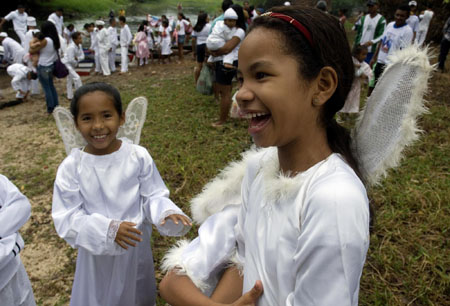 Annual Caraparu River procession in Amazon jungle