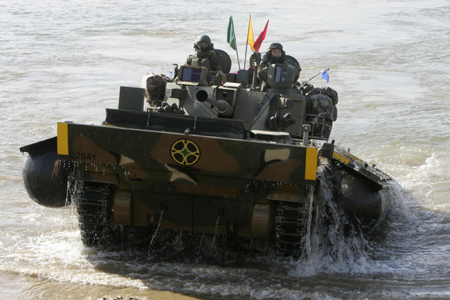 South Korea army holds river-crossing drill