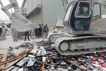 13,000 illegal firearms destroyed in Shanghai