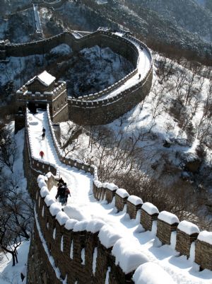 Magnificent Great Wall covered with snow