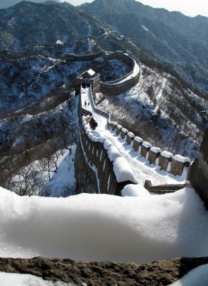 Magnificent Great Wall covered with snow