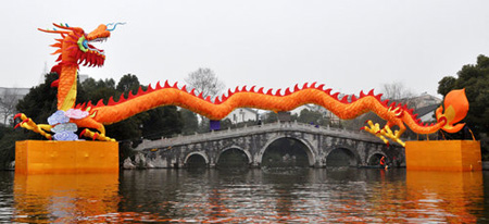 The lantern landscape shines in Nanjing