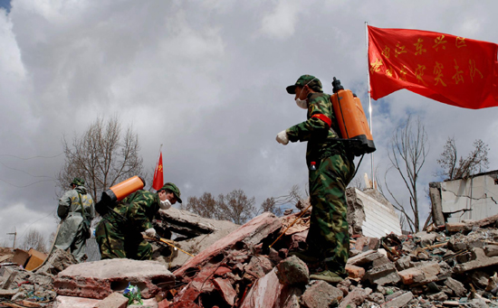 Disinfection continues in Yushu