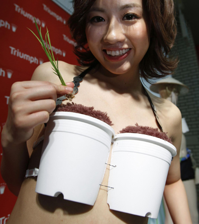 Triumph displays 'Grow-Your-Own-Rice bra' in Tokyo