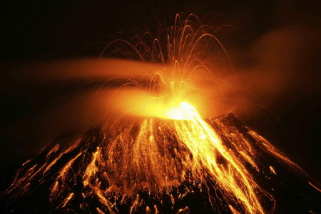 Volcano spews ash and rocks in Ecuador