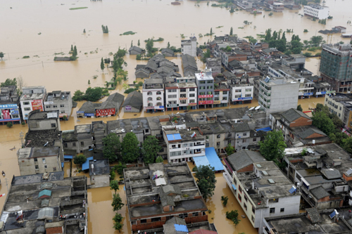 Village flooded in Jiangxi