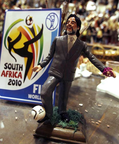 Argentina's Maradona in handicraft clay figurine