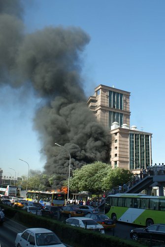 Beijing bus on fire, no one injured