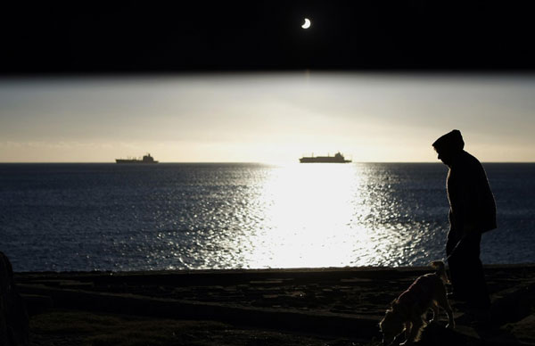 Seascape during a solar eclipse in Chile