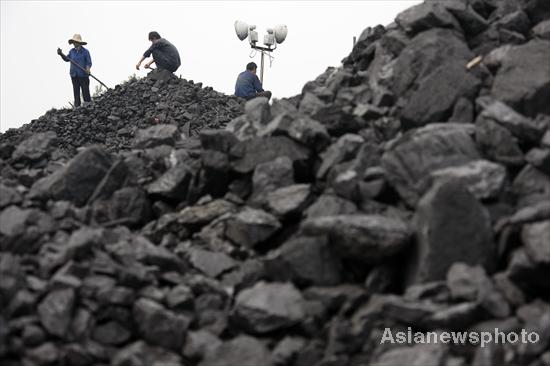 Exhausting day at a coal factory