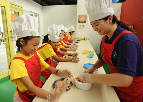 Schoolchildren practice being grown-ups