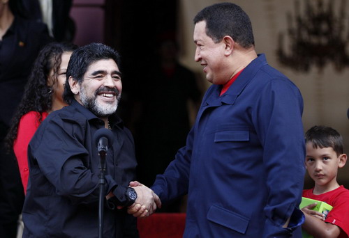 Chavez welcomes visiting soccer coach Maradona