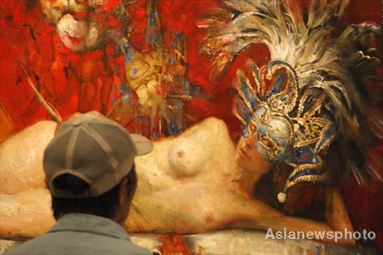 Russian painter puts China element in his work