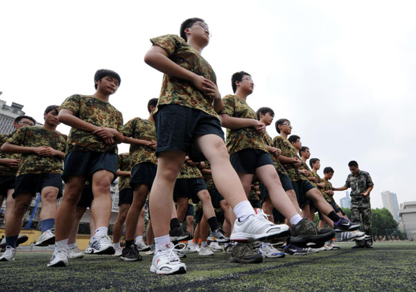 Students in military training