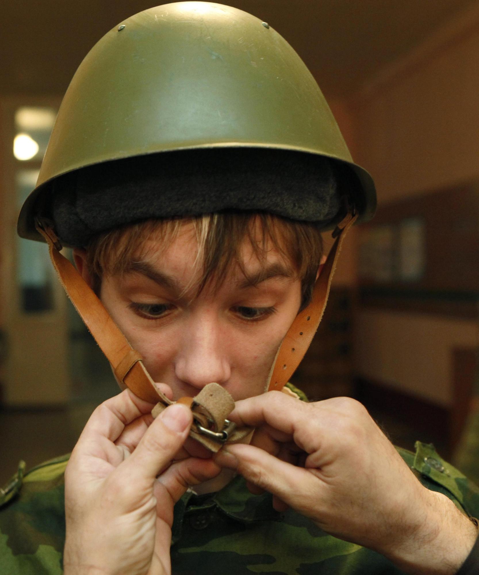 Russian boys at 24-hour millitary training session