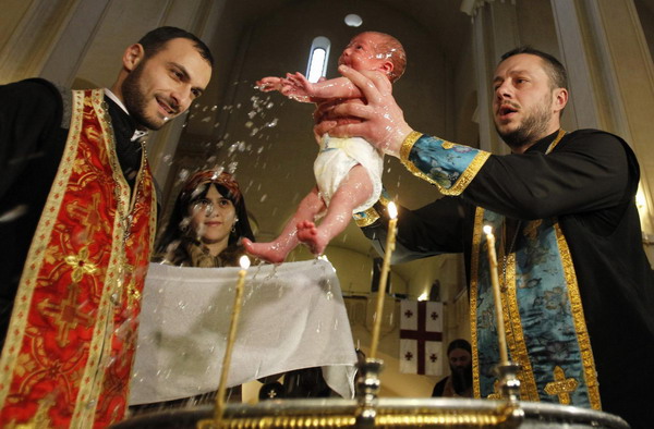 Mass baptism ceremony in Georgian capital