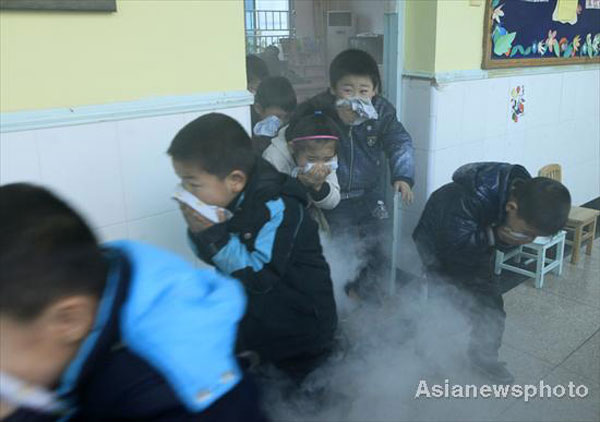 Children prepare for earthquake safety