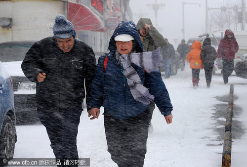 Snowstorm hits NW China's Xinjiang